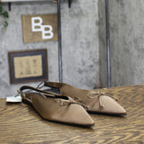 A New Day Camille Satin Slingback Bow Flats 94648295 Brown 8.5M