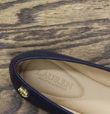 Lauren Ralph Lauren Womens Jayna Flat Leather Bow Refined Navy Blue 6.5B