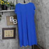 Antthony Womens Double V-Neck Solid Midi Dress 695066-Petite Sapphire Blue PM