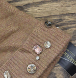 Charter Club Embellished Cashmere Beanie with Cuff Warm Praline Heather Brown