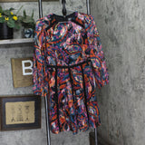 Vince Camuto Womens Novelty Metallic Chiffon Fit & Flare Dress Red Multi 2