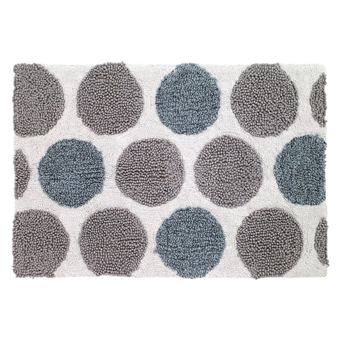 Avanti Dotted Circle Bath Rug Mat Rectangle Shiny White Gray Multi 20 x 30