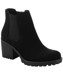 Sun + Stone Womens Morghan Lug Sole Block Heel Booties Black Microsuede 8M