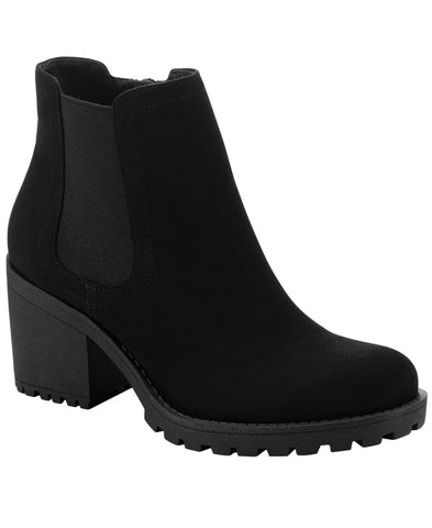 Sun + Stone Womens Morghan Lug Sole Block Heel Booties Black Microsuede 8M