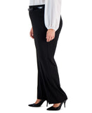 Kasper Womens Plus Size High-Rise Bootcut-Leg Pants with Belt Black 1X