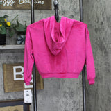 Nike Girls Velour Zip Up Hoodie 36N417G Fuchsia Pink 6X