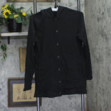 Denim & Co. Regular Brushed Back French Terry Button Up Tunic Jacket Black XS