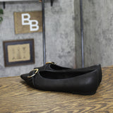 A New Day Womens Valentina Pointed Toe Buckle Ballet Flats 94462479 Black 7M