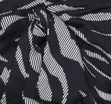 DKNY Womens Round-Neck Long-Sleeve Side Knot Mini Dress Black / Parchment 4