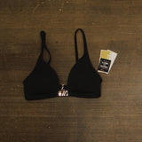 Michael Michael Kors Womens Ribbed Hardware V-Neck Bikini Top Swim Black XS