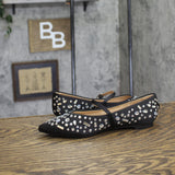A New Day Womens Satin Rhinestone Pointed Toe Flats Black 6M
