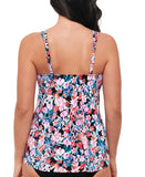 Swim Solutions Womens Blushing Pleated Tankini Swim Top 806836 Pink Multi 10