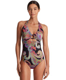 Lauren Ralph Lauren Ring Halter One-Piece Swimsuit Bordado Paisley Black Multi 4
