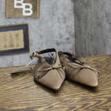 A New Day Womens Camille Satin Slingback Bow Flats 94648293 Brown 7.5M