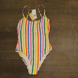 Andie Classic Stripe Eco Nylon One Piece Swimsuit Rainbow Stripe Multicolor S