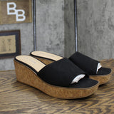 Sun + Stone Womens Charlottee Wedge Sandals 10012598300 Black 10M