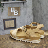 Bearpaw Orion Platform Slingback Sandals 1009137111 Natural Brown 10M