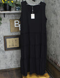 White Mark Women's Plus Size Scoop Neck Tiered Midi Dress PS315