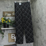 Alfani Womens Ribbed Wide-Leg Pull-on Pants 100131741MS Black Monic Plaid S