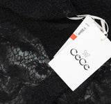 Cece Womens Metallic Lace-Over Long-Sleeve Midi Dress Black XS