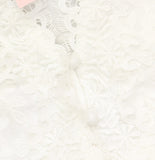 Aqua Embroidered Lace Button-Down V-Neck Top IBO27123 White 2XS