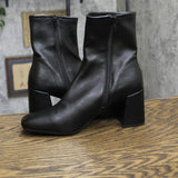 A New Day Womens Faux Leather Block Heel Booties Boots Black 9M