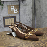 A New Day Womens Tabitha Oversized Chain Sling Back Heels 94305250 Brown 9.5M