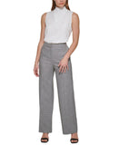 Calvin Klein Womens Petite Houndstooth Plaid Wide-Leg Pants T26P8784