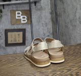 Dr. Scholl's Womens Island Glow Strappy Flat Sandal I4205S2 Light Gold 8M