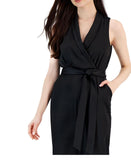 Taylor Women's V-Neck Tie-Waist Scuba Crepe Jumpsuit 3082M Black 12