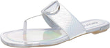 DKNY Women's Footwear Isha Flat Sandal K4169795 Silver Iridescent Halcott 7M