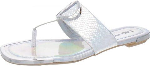DKNY Women's Footwear Isha Flat Sandal K4169795 Silver Iridescent Halcott 7M