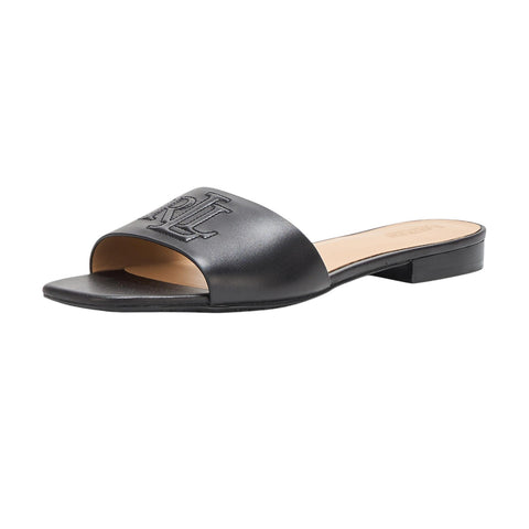 Lauren Ralph Lauren Womens Everley Calfskin Slide Sandals 802959142001 Black 6M