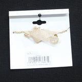 Rhinestone Paw Print Pendant Necklace Gold / Clear 16" + 2"