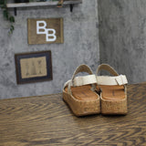 Lucky Brand Womens Elsie Double Band Round Toe Wedge Sandals Bone Brown 6M