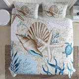 Caribbean Joe Coastal 3-Piece Quilt Set ENGQTSKGBLT Blue Sea Turtle King