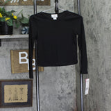 Rare Editions Ribbed Long Sleeve Girls Top H467645 Black 12