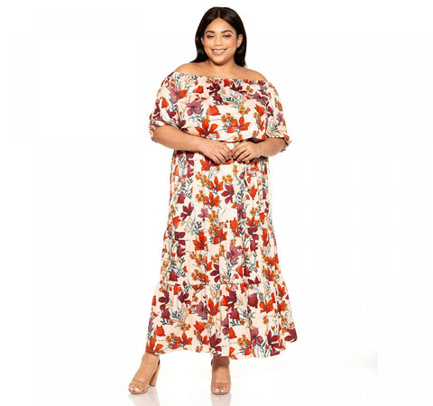 Alexia Admor Womens Plus Size Off-The-Shoulder Maxi Dress D3627PLS