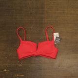 Bar III Womens V-Wire Plunge-Neck Bralette Bikini Swim Top Bright Rose Pink XS