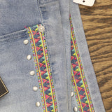 DG2 by Diane Gilman Womens Side Embroidered Studded Boot-Cut Jean Blue Multi 14