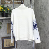 Wild Fable Ski Polo Collar Quarter Zip Novelty Pullover Sweater Off White 2XL