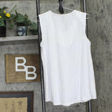 Ny Collection Petite Size Sleeveless Ribbed Top with Triple Rings White PXL