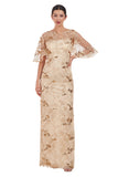 JS Collections Sleeve Sequin Embellished Column Gown Dress Gold Yellow 18