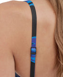 DKNY Womens Shirred One-Piece Swimsuit DIMMS605 Brush Stroke Blue Multi M