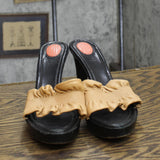 Banfi Zambrelli Womens Vintage Block Heels Slip On Leather Black / Brown 9M