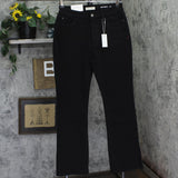Warp + Weft Womens AMA Jet-Set Stretch Slim Boot-Cut Jeans with Slit Black 8