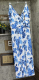 Global Chic By Iman Boho Chic Maxi Dress with Head Wrap Blue Floral 2X Tall