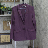 Denim & Co. Womens Knit Jacquard Blazer Jacket A703373 Deep Wine Purple L