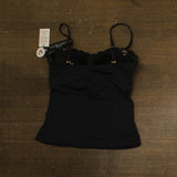 La Blanca Womens Island Goddess Ruffled Bandeau Tankini Swimsuit Top Black 10