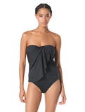 Vince Camuto Draped Bandeau Tankini Swim Top V21516 Black XL